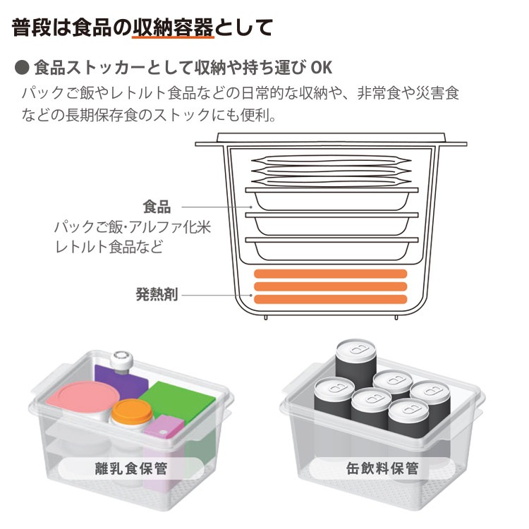 HOTPLUS ホットプラス あったかフードボックス 本体 発熱剤3個付き 保温器 加温キット