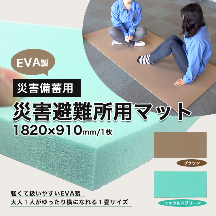 東リ 災害避難所用マット ×200枚セット （エメラルドグリーン/ブラウン）91×182cm 1畳 災害対策 避難所運営