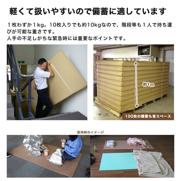 東リ 災害避難所用マット ×200枚セット （エメラルドグリーン/ブラウン）91×182cm 1畳 災害対策 避難所運営