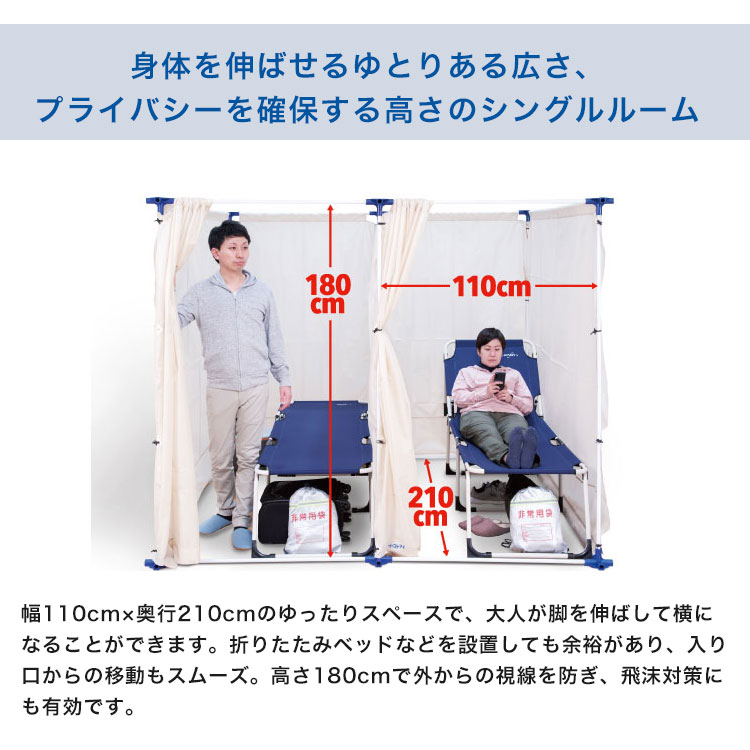 イーストアイ 災害避難所用間仕切り4部屋セット 個室タイプ PT-S4 簡易間仕切り 避難所 スペース確保 プライバシー 連結可能