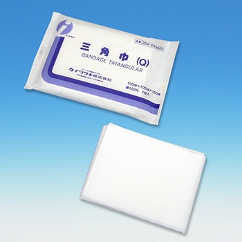 三角巾（Q) 105×105×150cm 応急処置 手当 包帯 巻軸帯 救急用品[M便 1/6]
