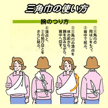三角巾（Q) 105×105×150cm 応急処置 手当 包帯 巻軸帯 救急用品[M便 1/6]