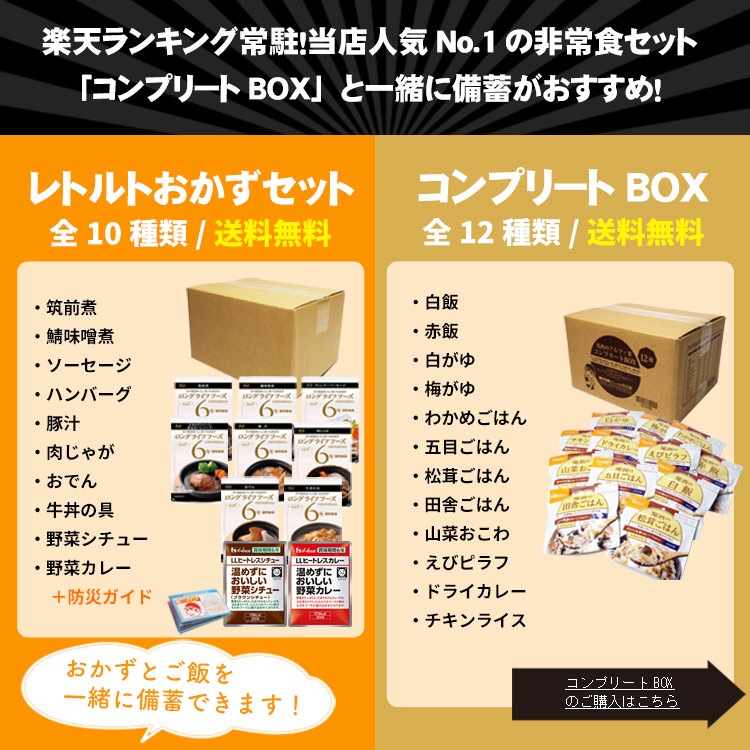非常食セット レトルトおかず10種セット 6年保存 防災ガイド付き LLF 種類豊富 コンパクト 防災食セット 食事 バラエティ