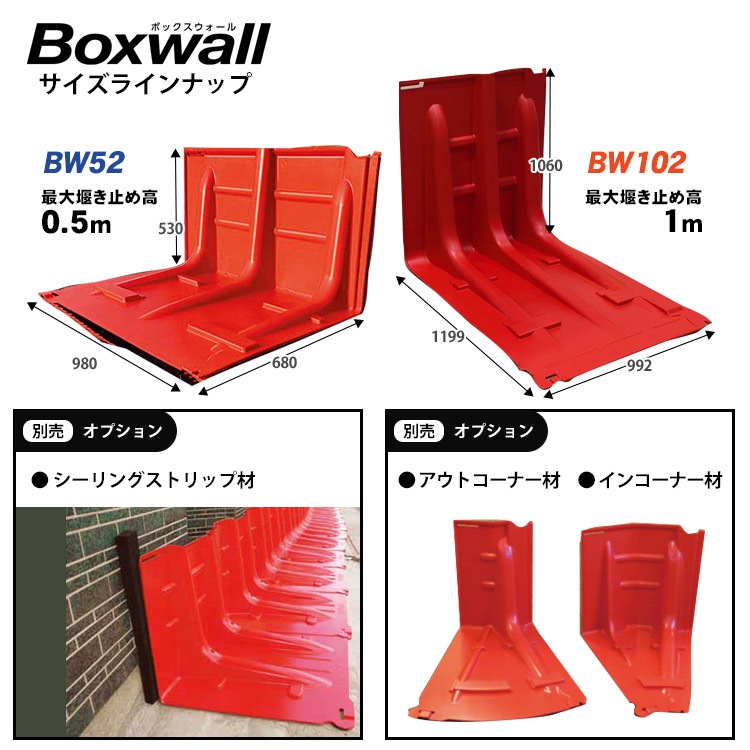 止水パネル 止水板 ボックスウォール BW102×8枚セット NOAQ ノアック ガデリウス boxwall ゲリラ豪雨 集中豪雨 台風