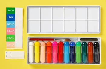 すいさいえのぐ12色 幼児用 パレット仕様ケース入り 10号