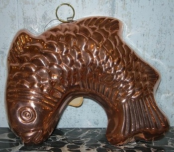 stampo per dolce "pesce" grande in rame -  Ƽ����������  - made in Italy by artisans