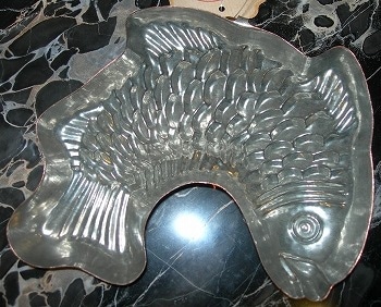 stampo per dolce "pesce" grande in rame -  Ƽ����������  - made in Italy by artisans