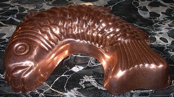 stampo per dolce "pesce" grande in rame -  Ƽ����������  - made in Italy by artisans
