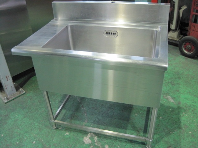 【W1000xD700xH800mm】【業務用】【中古】 ソイルド1槽シンク C5813 バックガード H150xD60mm ※スノコなし