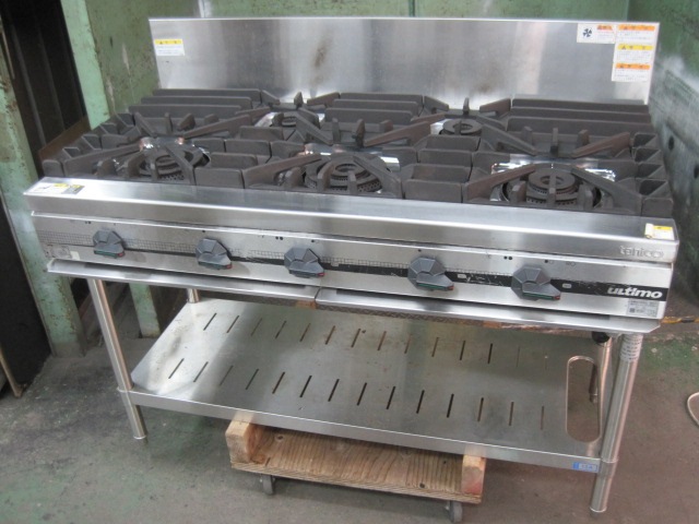 中古★業務用ガステーブル（３口） ガスコンロ 幅900×奥行600×高さ730/都市ガス