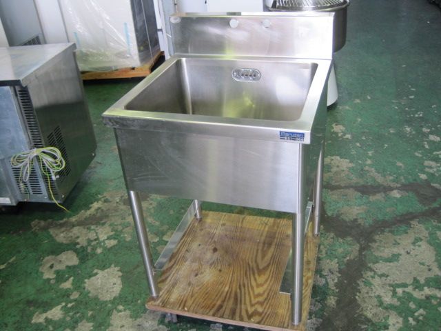 【W600xD600xH800mm】【業務用】【中古】 1槽シンク C8116 バックガード H150xD60mm ※三方枠