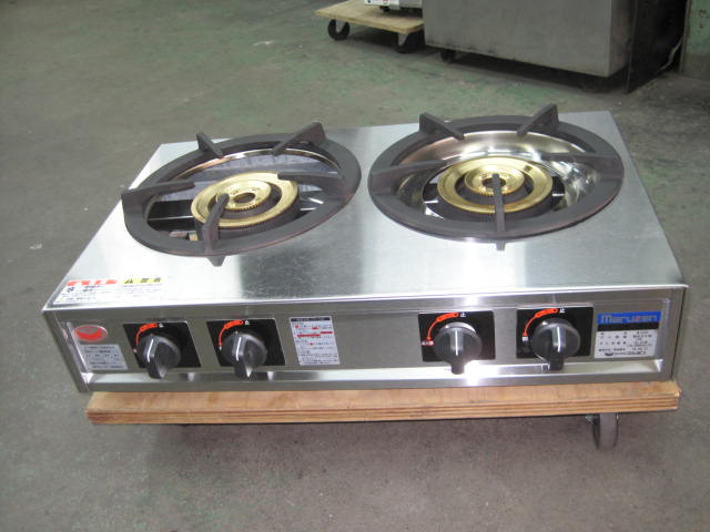 マルゼン】【業務用】【中古】 ガスコンロ M-222C 都市ガス ｜中古厨房