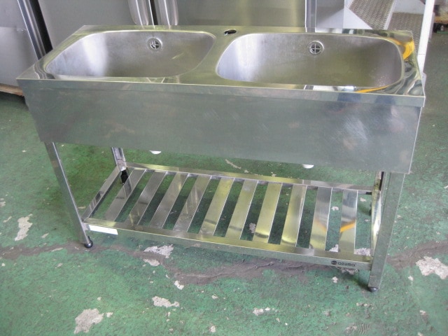【W1200xD450xH800mm】【業務用】【中古】　2槽シンク　C8182|シンク|【業務用】【中古】作業機器(板金)が定価最大90％OFF！