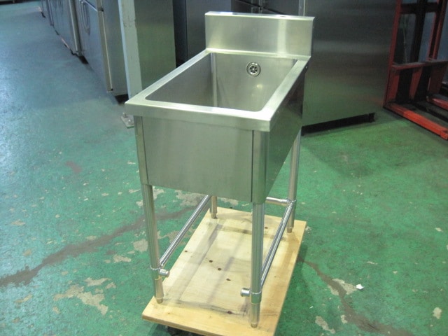 W450xD750xH850mm】【業務用】【中古】 1槽シンク C8244 バックガード