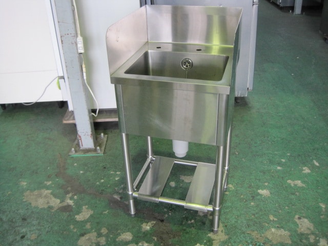 W450xD750xH850mm】【業務用】【中古】 1槽シンク C8244 バックガード