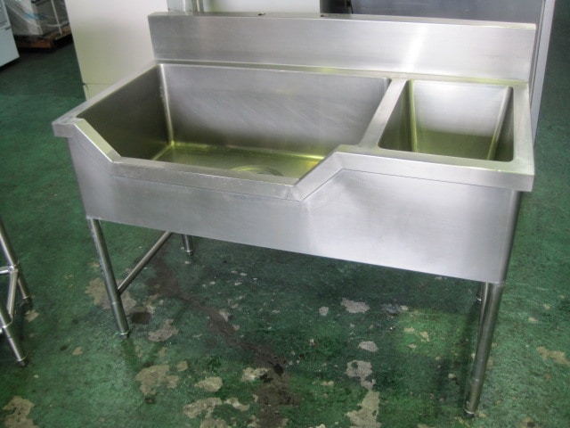 W450xD750xH850mm】【業務用】【中古】 1槽シンク C8244 バックガード