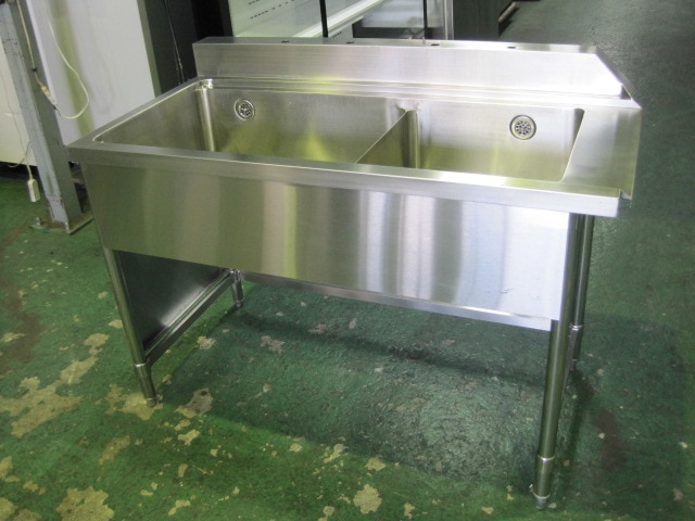 W450xD750xH850mm】【業務用】【中古】 1槽シンク C7281 バックガード