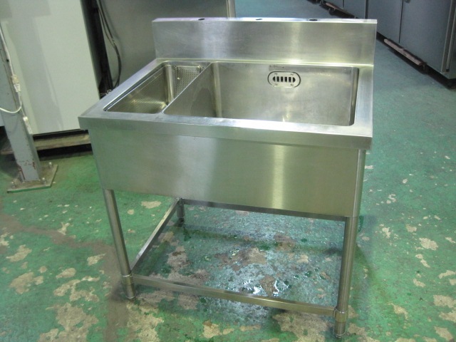 中古】ゴミカゴ付1槽シンク C8372 BGあり(H150xD60mm 