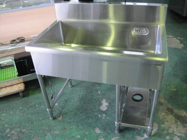 中古】水切付2槽シンク C8573 ※三方枠 ［W1180xD600xH800mm］ ｜中古