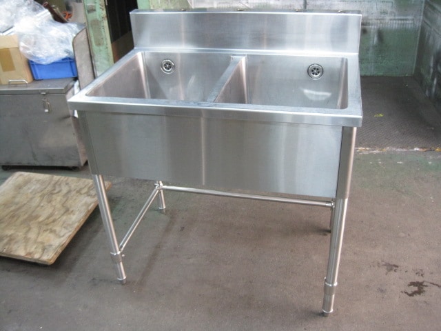 未使用】1槽シンク C8546 ※三方枠 ［W500xD370xH750mm］ ｜中古厨房