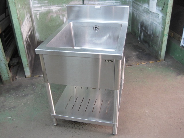 税込【W1200xD600xH800mm】【業務用】【中古】　ゴミカゴ付2槽シンク　C1613 中古 業務用 二槽シンクw1200の通販