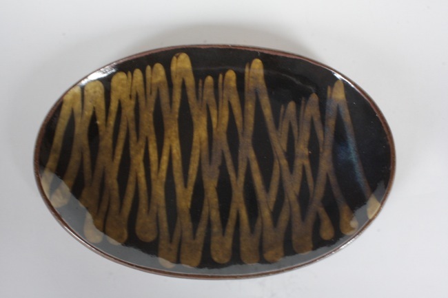スリップウェア民藝楕円形皿