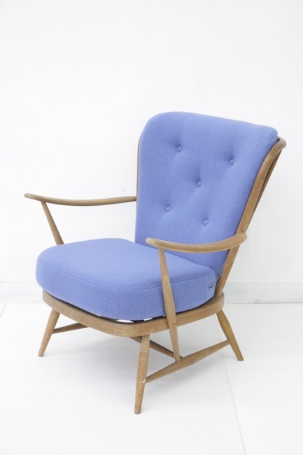 ERCOL(アーコール) NO,477 ダブルベンド ローバックイージーチェア3 青