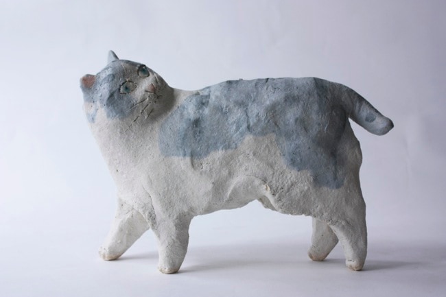 青色の猫型陶器イタリア製 FLAVIA MONTELUPO 幾何学模様 「ネコ」 青色の猫型陶器イタリア製 FLAVIA MONTELUPO 幾何学模様 「ネコ」
