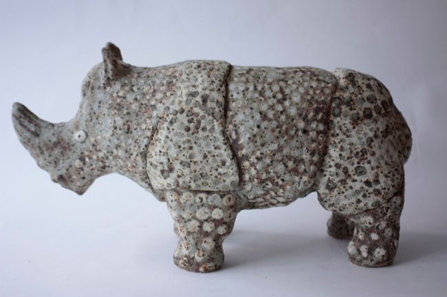 前川幸市 陶動物 サイ 1 | 大阪店民藝陶器在庫,作家もの陶器 前川幸市