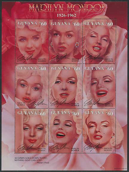 マリリン・モンロー 切手小型シート ガイアナ発行 | 切手,中南米