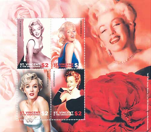 マリリン・モンロー 切手小型シート セントビンセント・グレナディーン