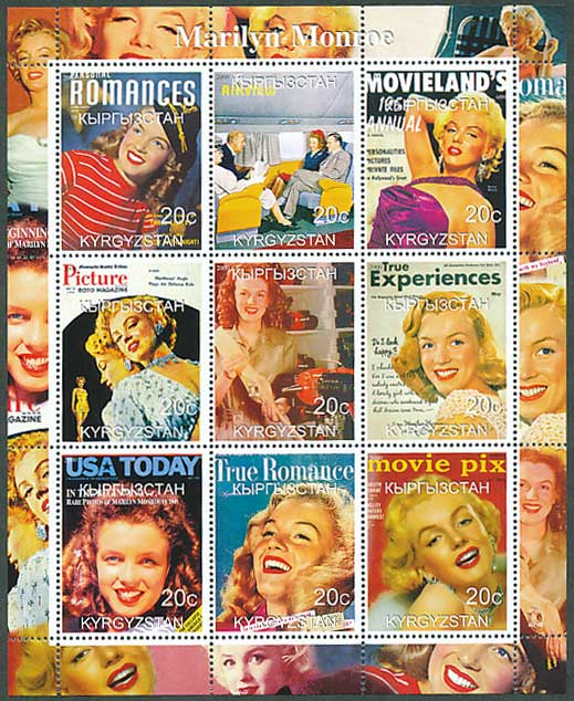 マリリン・モンロー 切手シート キルギスタン発行 | 切手,中央アジア