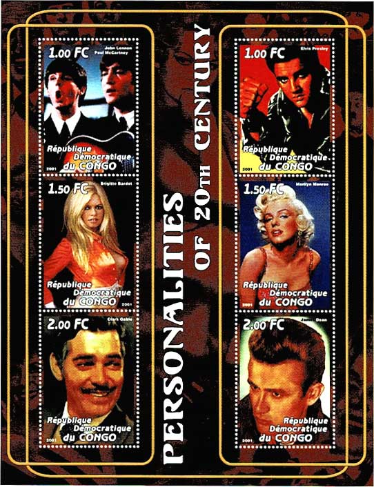 3015 外国切手 コンゴ民主 2001年 マリリンモンロー 6面入りシート3種 3015 外国切手 コンゴ民主 2001年 マリリンモンロー 6面入りシート3種