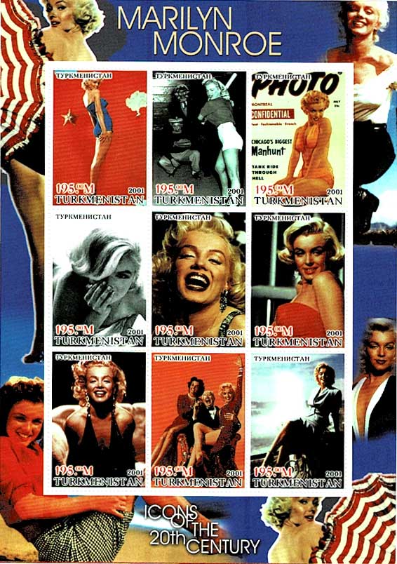 マリリン・モンロー 切手シート トルクメニスタン発行 | 切手,中央