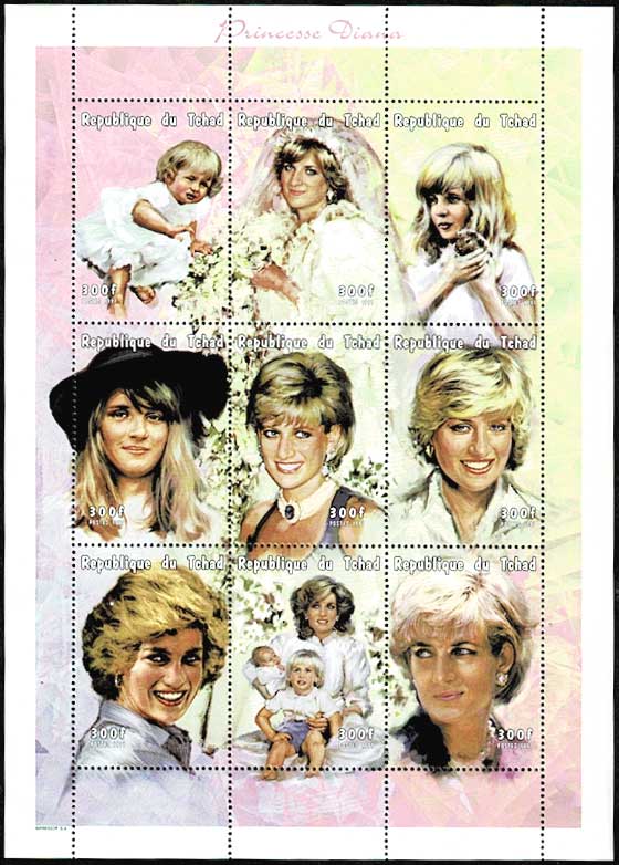 ダイアナ元妃 切手シート チャド発行 | 切手,アフリカ | 趣味の中古