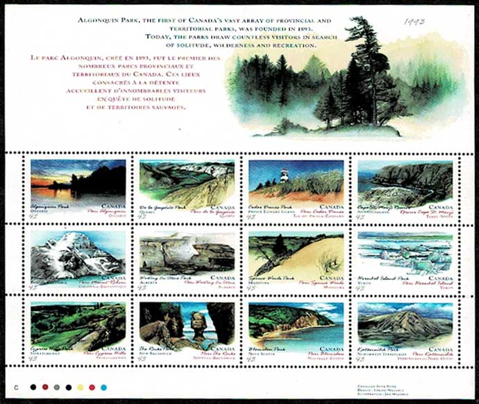 国立・州立公園12種 切手シート カナダ発行 | 切手,北米 | 趣味