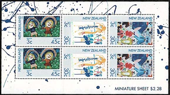 ニュージーランド使用済切手　オレンジ　1860年代レア切手 健康切手 1986年 小型シート ニュージーランド発行 | 切手,オセアニア