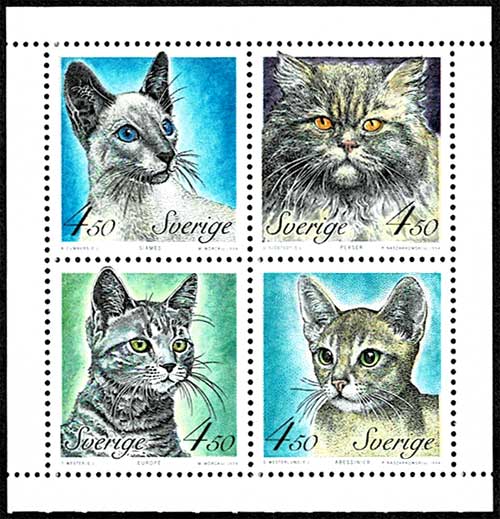 ネコ切手4種セット スウェーデン発行 | 切手,ヨーロッパ | 趣味の中古