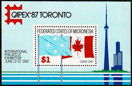 カナダ国際切手展 CAPEX87 トロント 切手小型シート ミクロネシア発行