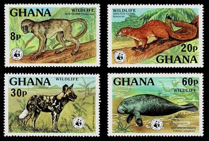 1967年 WWF（世界自然保護基金）野生動物絶滅危惧種 4種セット ガーナ
