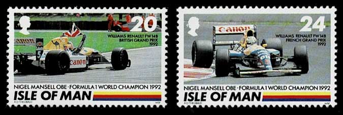ナイジェル マンセル 切手 記念切手 海外 F1 ナイジェル・マンセル 1992年 F1 ワールドチャンピオン 記念切手2種