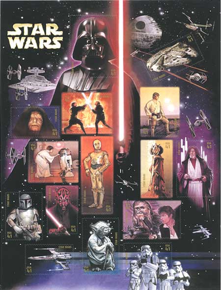 （未使用）スターウォーズ　アメリカ用　切手 スターウォーズ 切手小型シート アメリカ合衆国発行 | 切手,北米