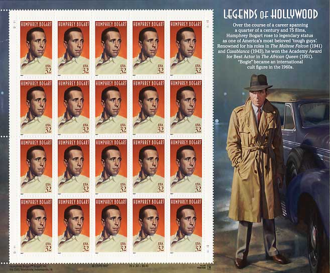 伝説のハリウッドスター切手　6種 ハンフリー・ボガード（ハリウッドの伝説シリーズ） 切手シート