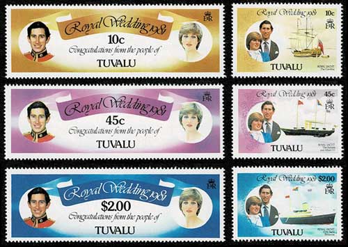 1981年 チャールズ皇太子 ダイアナ妃 ロイヤルウェディング切手 6種