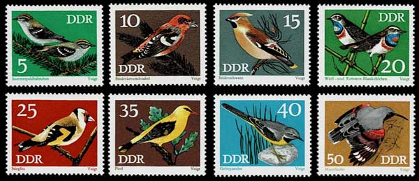 保護されている鳴禽類 切手8種セット 東ドイツ発行 | 切手,ヨーロッパ
