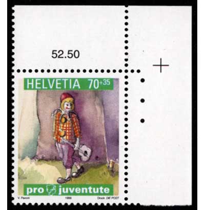 1999年 プロ・ユベントゥテ 児童文学「道化師ニコロ」 切手4種セット