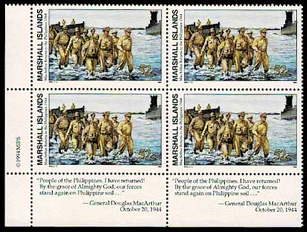 第二次世界大戦シリーズ マッカーサー、フィリピン帰還 (1944) 切手田