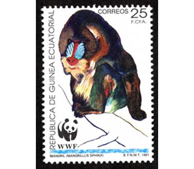 1991年 WWF（世界自然保護基金） マンドリル切手4種セット 赤道ギニア