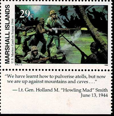 第二次世界大戦シリーズ 米海兵隊サイパン上陸(1944) 切手田型