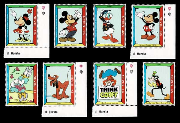 1992年 ディズニー ポートレート・ギャラリー 切手8種セット